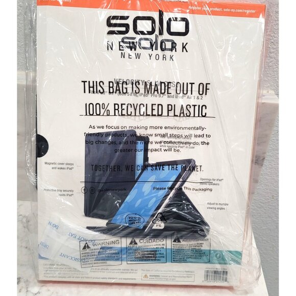 Solo Velocity Ultra-Slim Navy Case For iPad 9.7" iPad Pro 9.7" iPad Air 1 & 2 - Picture 3 of 5